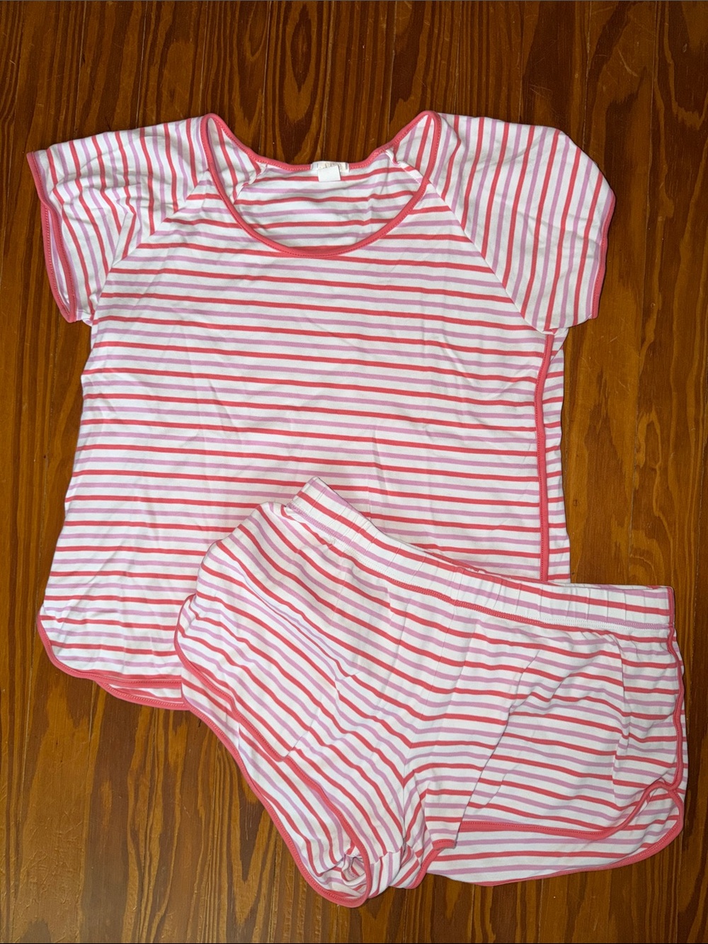 Pink and White Striped Two-Piece Lounge Set